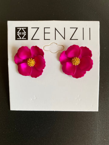 Pure Happiness Metallic Floral Stud Earring Pink