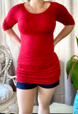 Winnie Basic Tunic Top Red
